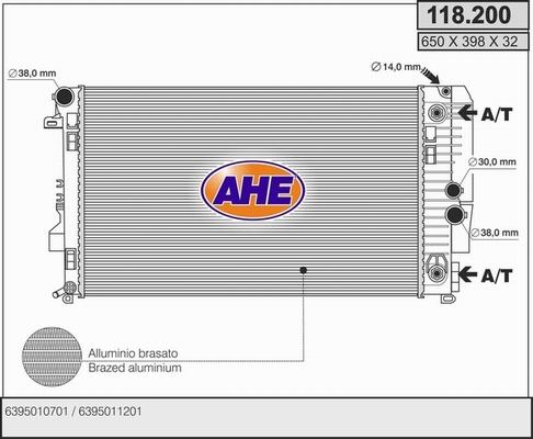 AHE 118.200 - Radiators, Motora dzesēšanas sistēma autodraugiem.lv