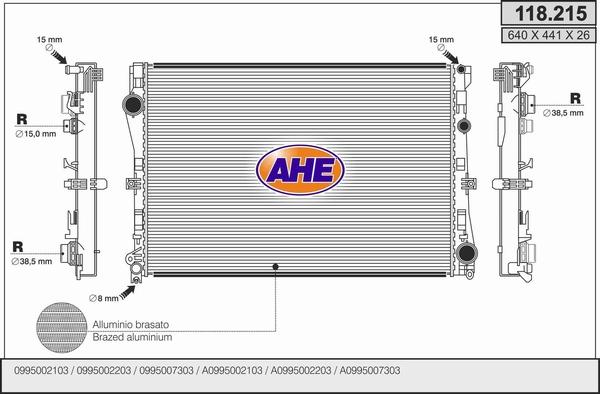 AHE 118.215 - Radiators, Motora dzesēšanas sistēma autodraugiem.lv