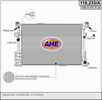 AHE 118.233/A - Radiators, Motora dzesēšanas sistēma autodraugiem.lv