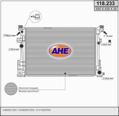 AHE 118.233 - Radiators, Motora dzesēšanas sistēma autodraugiem.lv