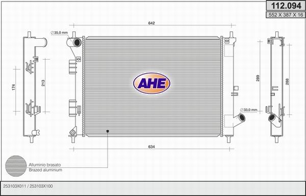 AHE 112.094 - Radiators, Motora dzesēšanas sistēma autodraugiem.lv