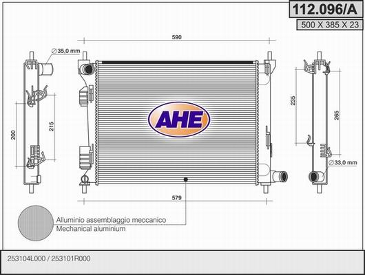 AHE 112.096/A - Radiators, Motora dzesēšanas sistēma autodraugiem.lv