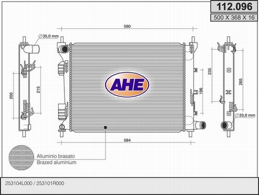 AHE 112.096 - Radiators, Motora dzesēšanas sistēma autodraugiem.lv