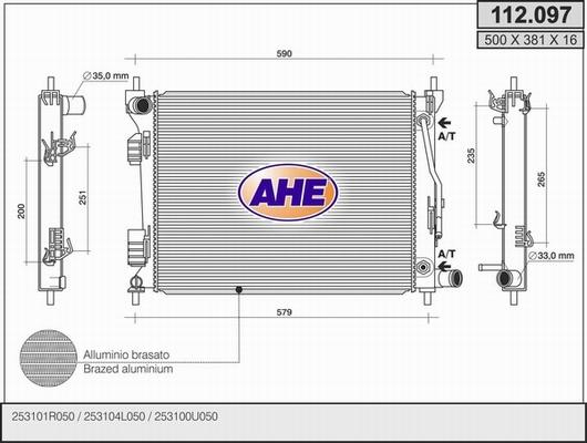 AHE 112.097 - Radiators, Motora dzesēšanas sistēma autodraugiem.lv