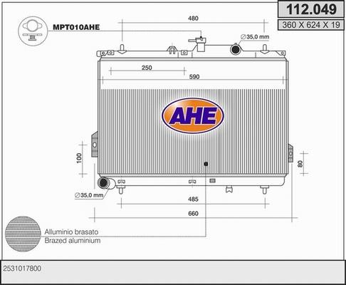 AHE 112.049 - Radiators, Motora dzesēšanas sistēma autodraugiem.lv