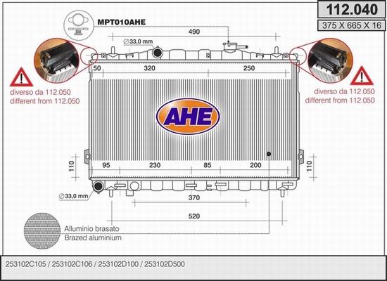 AHE 112.040 - Radiators, Motora dzesēšanas sistēma autodraugiem.lv