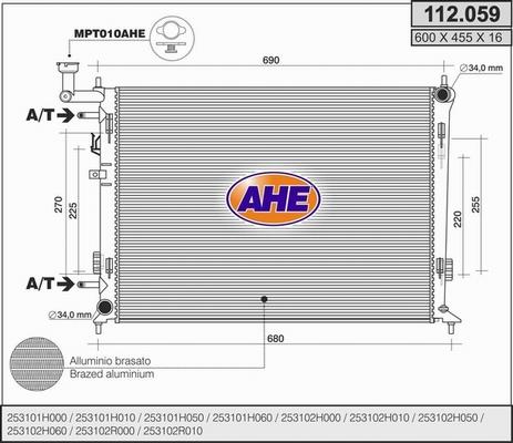 AHE 112.059 - Radiators, Motora dzesēšanas sistēma autodraugiem.lv