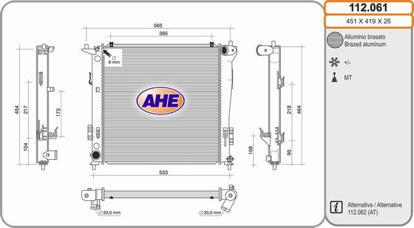 AHE 112.061 - Radiators, Motora dzesēšanas sistēma autodraugiem.lv