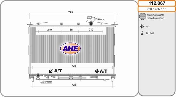 AHE 112.067 - Radiators, Motora dzesēšanas sistēma autodraugiem.lv