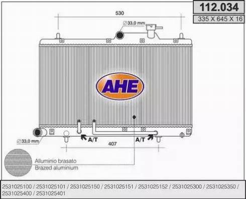 AHE 112.034 - Radiators, Motora dzesēšanas sistēma autodraugiem.lv