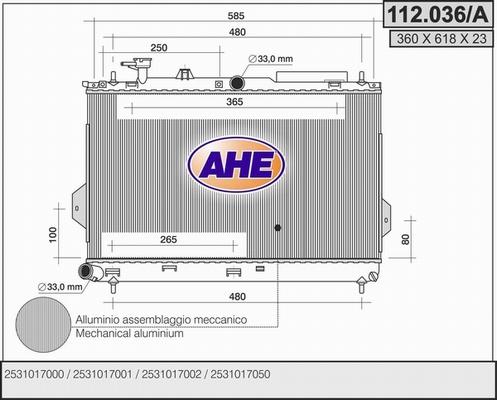 AHE 112.036/A - Radiators, Motora dzesēšanas sistēma autodraugiem.lv