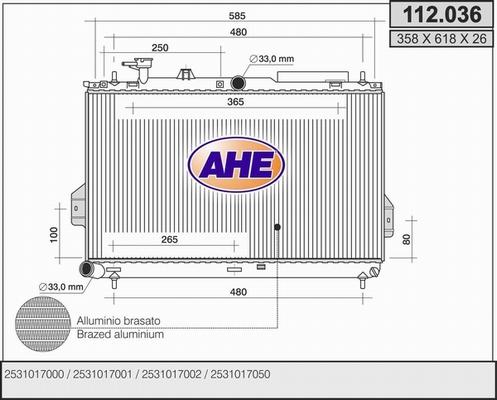 AHE 112.036 - Radiators, Motora dzesēšanas sistēma autodraugiem.lv