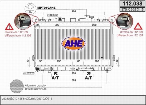 AHE 112.038 - Radiators, Motora dzesēšanas sistēma autodraugiem.lv