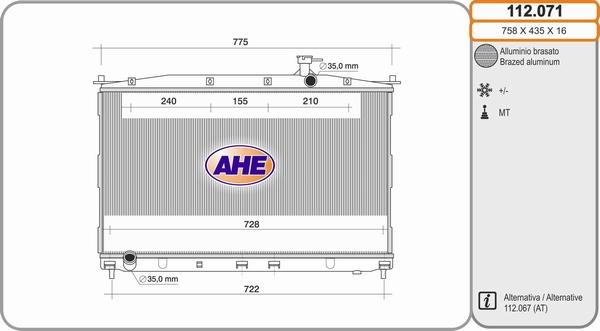 AHE 112.071 - Radiators, Motora dzesēšanas sistēma autodraugiem.lv