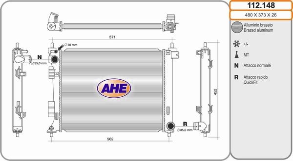 AHE 112.148 - Radiators, Motora dzesēšanas sistēma autodraugiem.lv