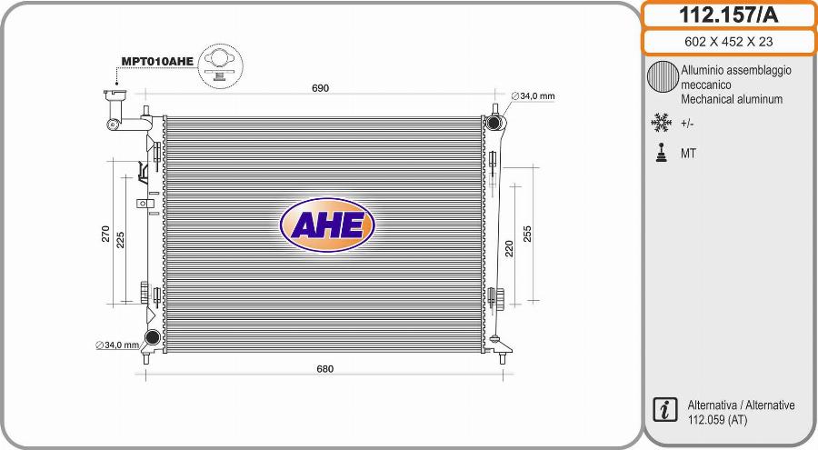 AHE 112.157/A - Radiators, Motora dzesēšanas sistēma autodraugiem.lv