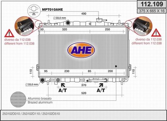 AHE 112.109 - Radiators, Motora dzesēšanas sistēma autodraugiem.lv