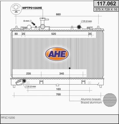 AHE 117.062 - Radiators, Motora dzesēšanas sistēma autodraugiem.lv