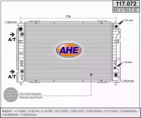 AHE 117072 - Radiators, Motora dzesēšanas sistēma autodraugiem.lv