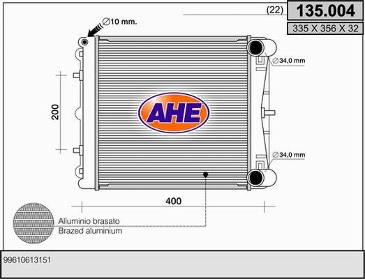 AHE 135.004 - Radiators, Motora dzesēšanas sistēma autodraugiem.lv
