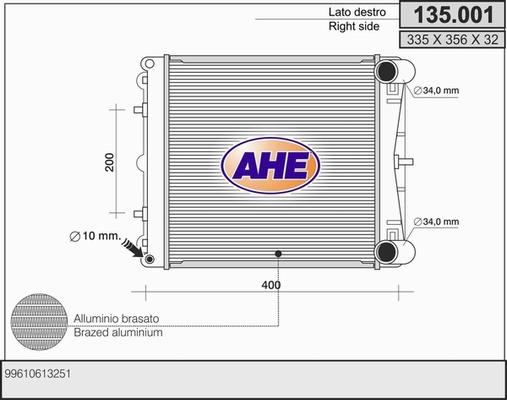 AHE 135.001 - Radiators, Motora dzesēšanas sistēma autodraugiem.lv