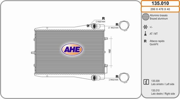 AHE 135.010 - Radiators, Motora dzesēšanas sistēma autodraugiem.lv