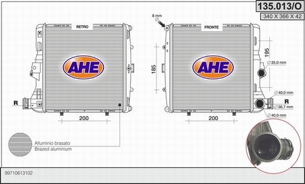 AHE 135.013/O - Radiators, Motora dzesēšanas sistēma autodraugiem.lv