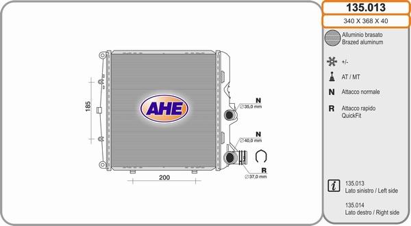 AHE 135.013 - Radiators, Motora dzesēšanas sistēma autodraugiem.lv