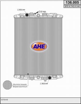 AHE 136.005 - Radiators, Motora dzesēšanas sistēma autodraugiem.lv