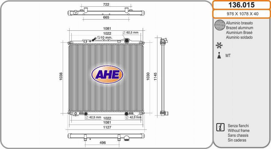 AHE 136.015 - Radiators, Motora dzesēšanas sistēma autodraugiem.lv