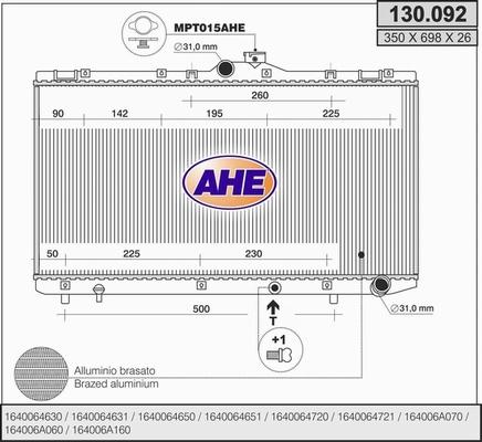 AHE 130.092 - Radiators, Motora dzesēšanas sistēma autodraugiem.lv