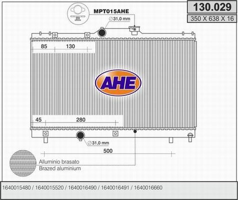 AHE 130.029 - Radiators, Motora dzesēšanas sistēma autodraugiem.lv