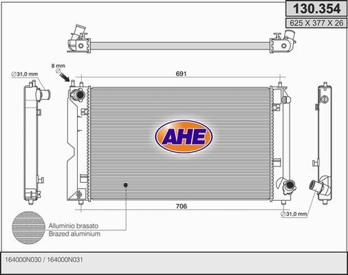 AHE 130.354 - Radiators, Motora dzesēšanas sistēma autodraugiem.lv