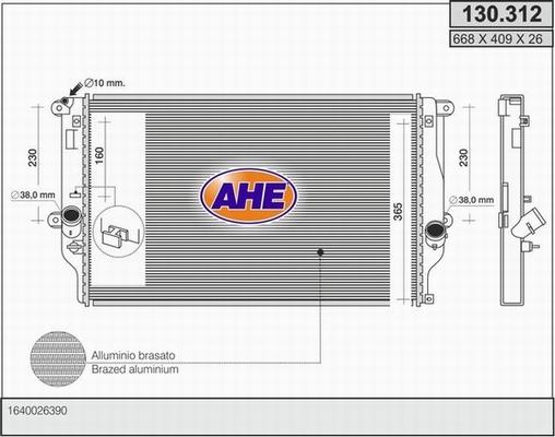 AHE 130.312 - Radiators, Motora dzesēšanas sistēma autodraugiem.lv