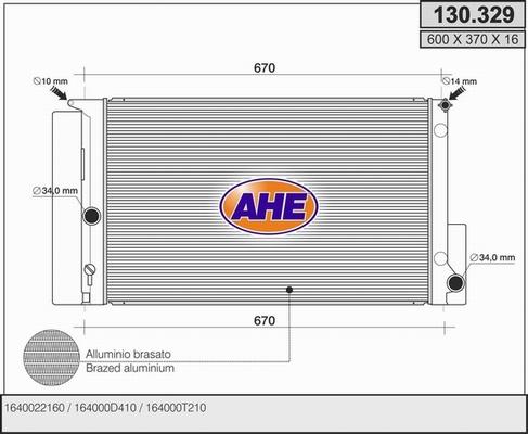 AHE 130.329 - Radiators, Motora dzesēšanas sistēma autodraugiem.lv