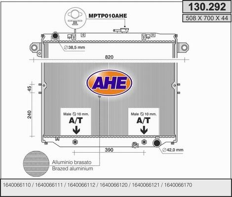 AHE 130.292 - Radiators, Motora dzesēšanas sistēma autodraugiem.lv