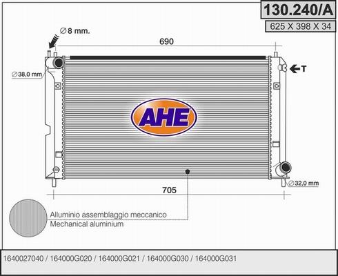 AHE 130.240/A - Radiators, Motora dzesēšanas sistēma autodraugiem.lv