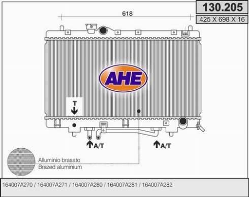 AHE 130.205 - Radiators, Motora dzesēšanas sistēma autodraugiem.lv