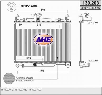 AHE 130.203 - Radiators, Motora dzesēšanas sistēma autodraugiem.lv