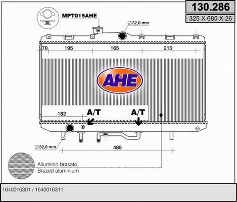 AHE 130.286 - Radiators, Motora dzesēšanas sistēma autodraugiem.lv