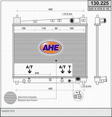 AHE 130.225 - Radiators, Motora dzesēšanas sistēma autodraugiem.lv