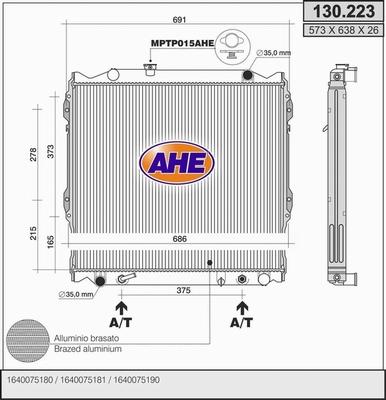 AHE 130.223 - Radiators, Motora dzesēšanas sistēma autodraugiem.lv