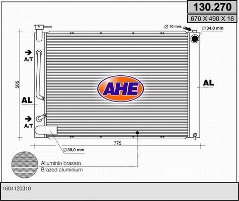 AHE 130.270 - Radiators, Motora dzesēšanas sistēma autodraugiem.lv