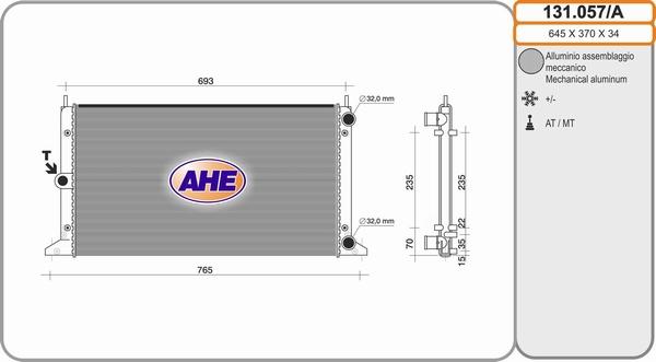 AHE 131.057/A - Radiators, Motora dzesēšanas sistēma autodraugiem.lv