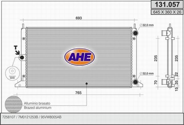 AHE 131.057 - Radiators, Motora dzesēšanas sistēma autodraugiem.lv