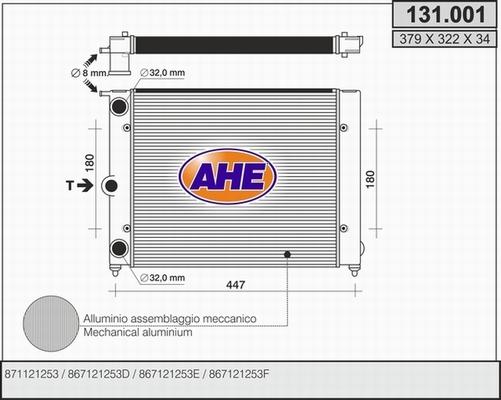 AHE 131.001 - Radiators, Motora dzesēšanas sistēma autodraugiem.lv