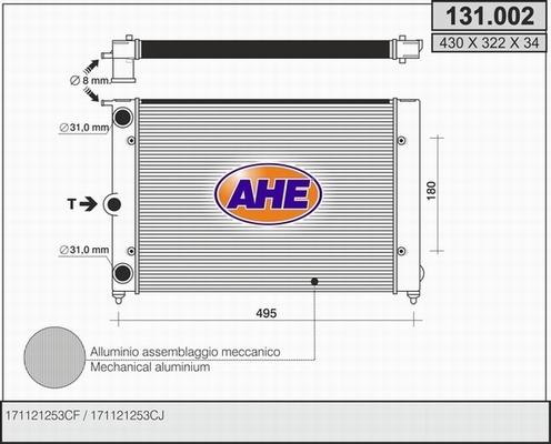 AHE 131.002 - Radiators, Motora dzesēšanas sistēma autodraugiem.lv