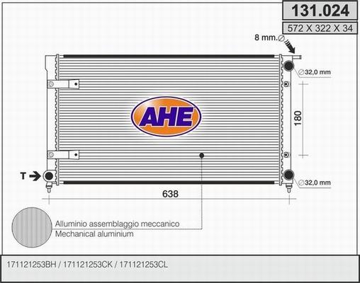 AHE 131.024 - Radiators, Motora dzesēšanas sistēma autodraugiem.lv