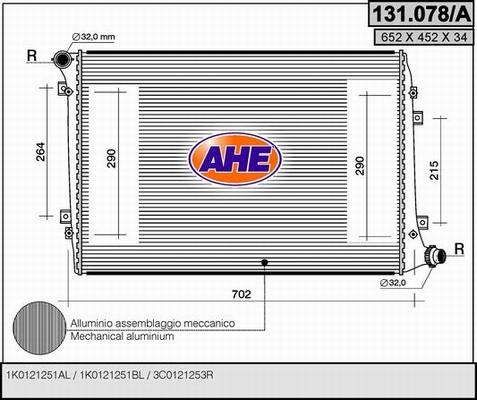 AHE 131.078/A - Radiators, Motora dzesēšanas sistēma autodraugiem.lv