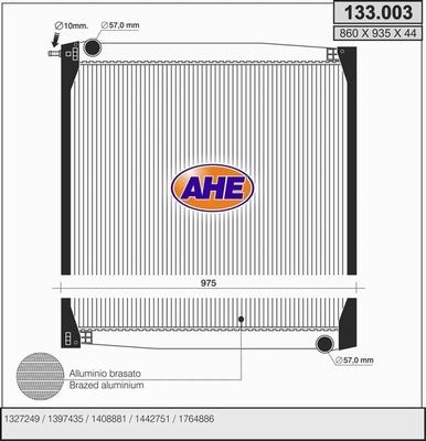 AHE 133.003 - Radiators, Motora dzesēšanas sistēma autodraugiem.lv